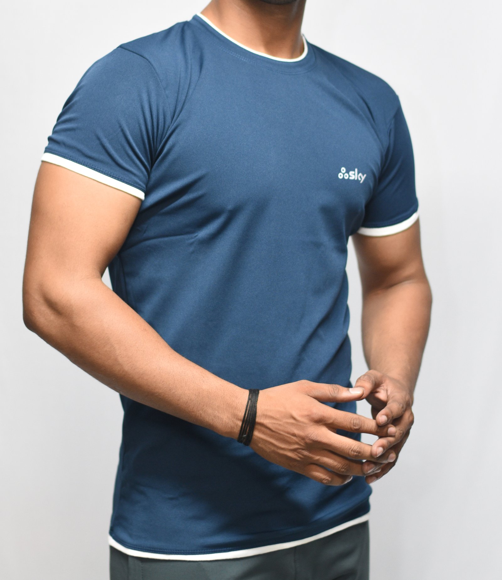 Navy Blue Lycra Stretch T-Shirt